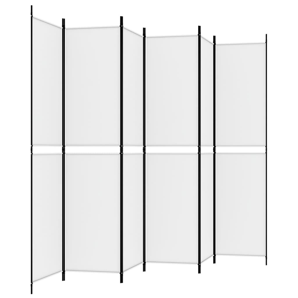 vidaXL 6-Panel Room Divider White 300x220 cm Fabric