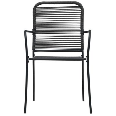 vidaXL Garden Chairs 4 pcs Cotton Rope and Steel Black,  vidaXL Garden Chairs 4 pcs Cotton Rope and Steel Black