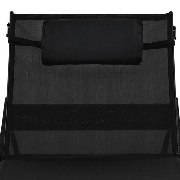 vidaXL Sun Lounger with Pillow Poly Rattan Black