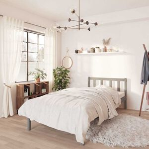 vidaXL Bed Frame without Mattress Grey Solid Wood 90x200 cm