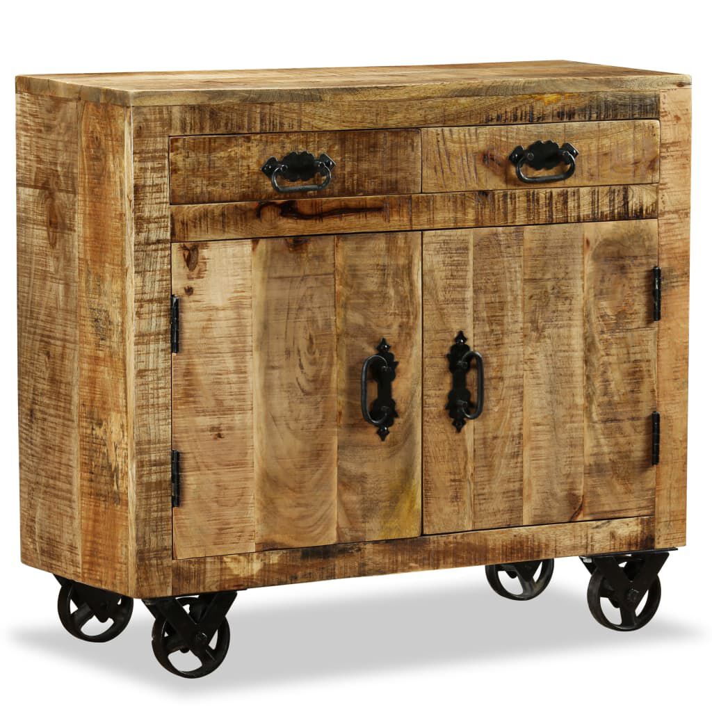 vidaXL Sideboard with 2 Drawers and 1 Cabinet Rough Mango Wood