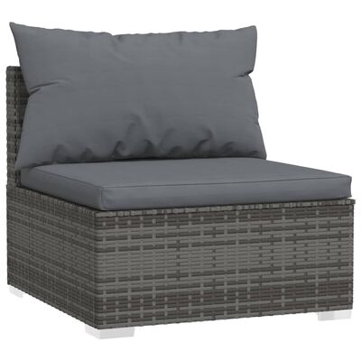 vidaXL 9 Piece Garden Lounge Set with Cushions Poly Rattan Grey, grey and anthracite vidaXL 9 Piece Garden Lounge Set with Cushions Poly Rattan Grey