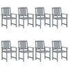 vidaXL Garden Chairs 8 pcs Solid Acacia Wood Grey