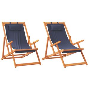 vidaXL Folding Beach Chairs 2 pcs Blue Fabric