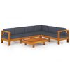 vidaXL 7 Piece Garden Lounge Set with Dark Grey Cushions Acacia Wood