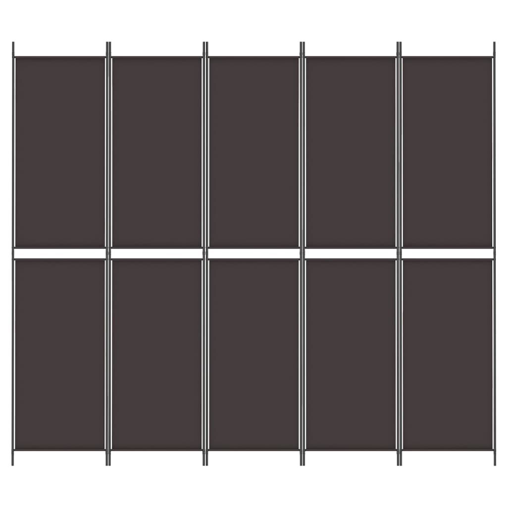 vidaXL 5-Panel Room Divider Brown 250x220 cm Fabric