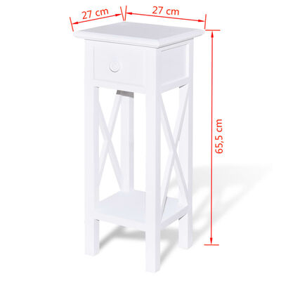 vidaXL Side Table with Drawer White