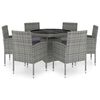 vidaXL 7 Piece Garden Dining Set Poly Rattan Anthracite & Grey