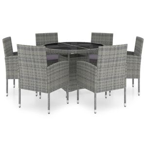 vidaXL 7 Piece Garden Dining Set Poly Rattan Anthracite & Grey