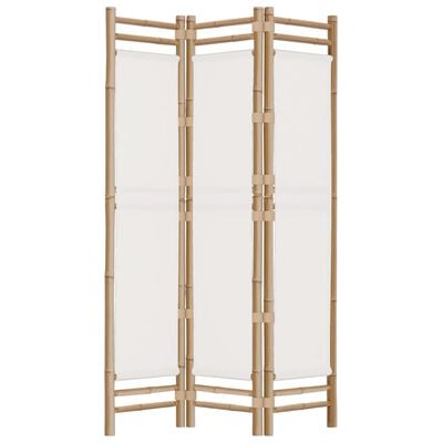 vidaXL Folding 3-Panel Room Divider 120 cm Bamboo and Canvas, cream white vidaXL Folding 3-Panel Room Divider 120 cm Bamboo and Canvas