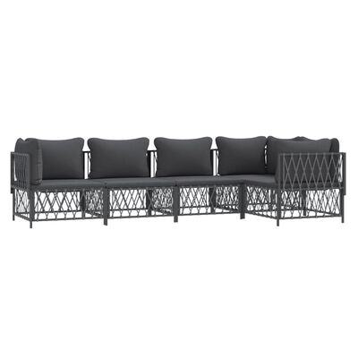 vidaXL 5 Piece Garden Lounge Set with Cushions Anthracite Steel, anthracite vidaXL 5 Piece Garden Lounge Set with Cushions Anthracite Steel