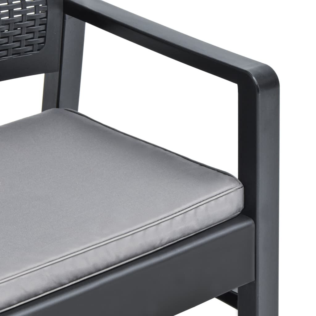 vidaXL 2-Seater Garden Bench with Cushions 120 cm Plastic Anthracite