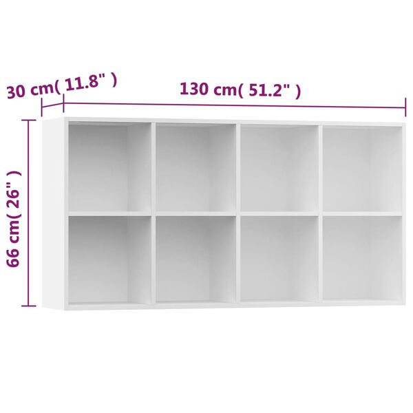 vidaXL Book Cabinet/Sideboard White 66x30x130 cm Engineered Wood