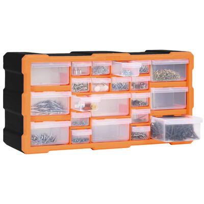 vidaXL Multi-drawer Organiser with 22 Drawers 49x16x25.5 cm, orange and black vidaXL Multi-drawer Organiser with 22 Drawers 49x16x25.5 cm