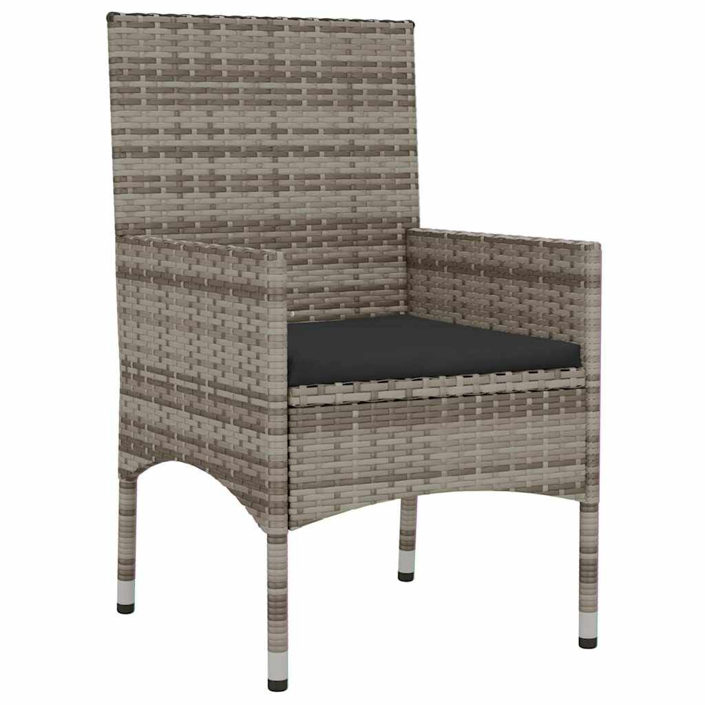 vidaXL 4 Piece Garden Lounge Set with Cushions Grey Poly Rattan