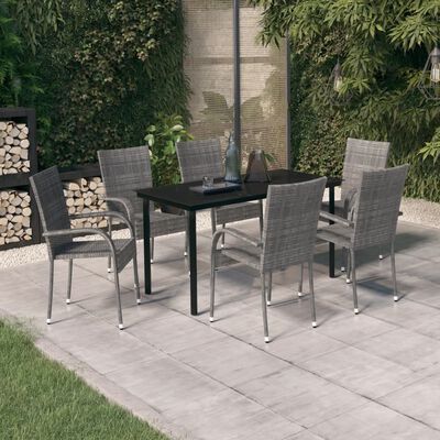 vidaXL 7 Piece Garden Dining Set Grey and Black, grey and black vidaXL 7 Piece Garden Dining Set Grey and Black