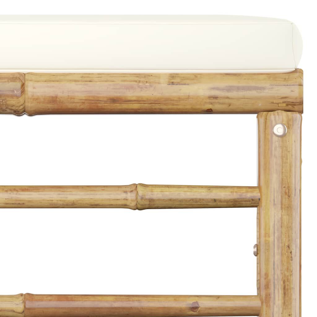 vidaXL 6 Piece Garden Lounge Set with Cream White Cushions Bamboo