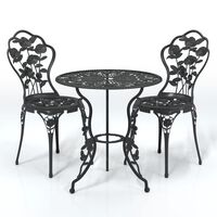 vidaXL 3 Piece Bistro Set Cast Aluminium Black, black vidaXL 3 Piece Bistro Set Cast Aluminium Black