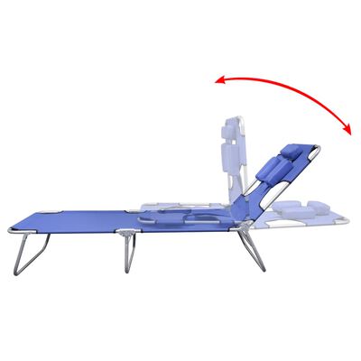 vidaXL Folding Sun Lounger with Head Cushion Powder-coated Steel Blue, blue vidaXL Folding Sun Lounger with Head Cushion Powder-coated Steel Blue