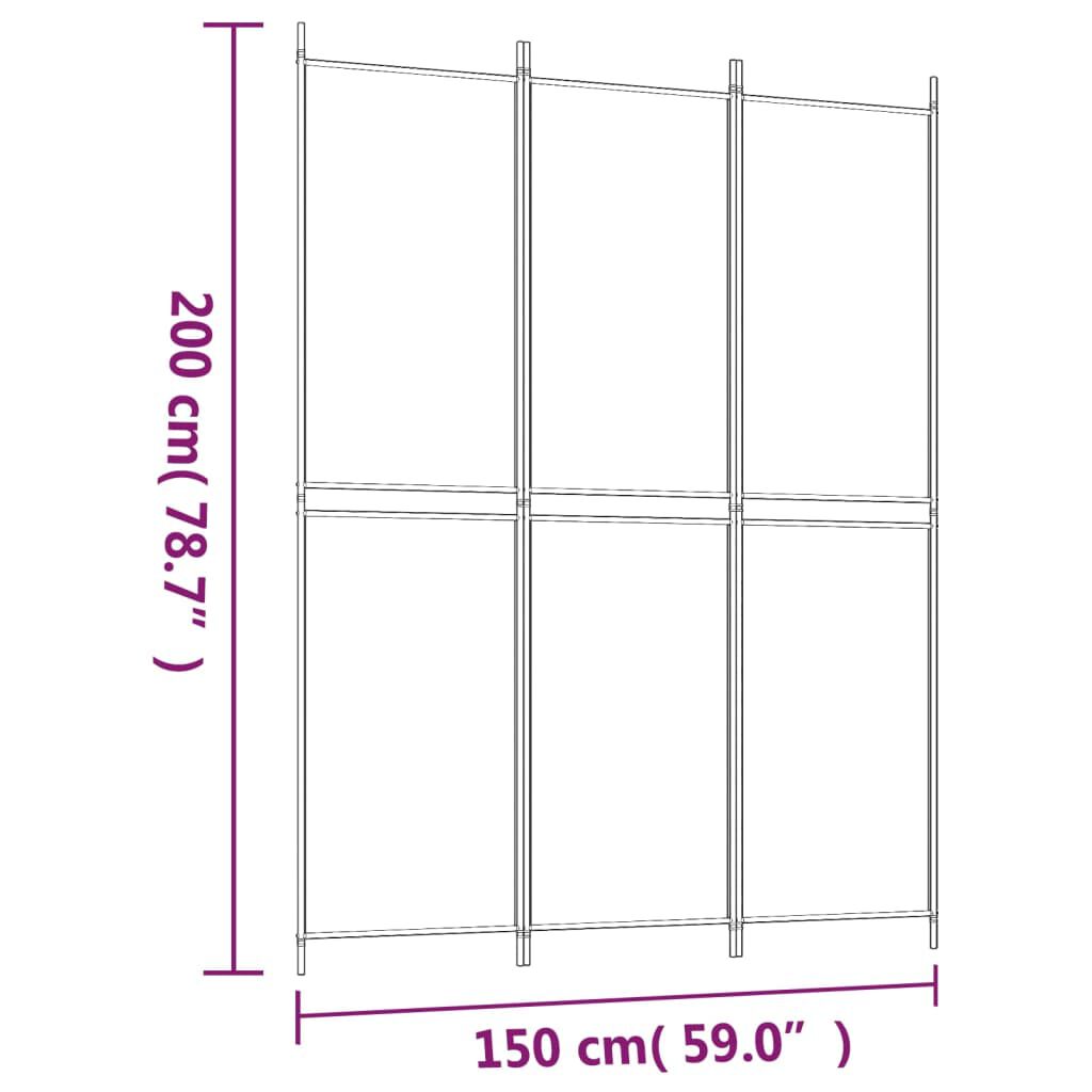 vidaXL 3-Panel Room Divider Brown 150x200 cm Fabric