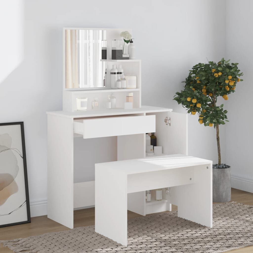 vidaXL Dressing Table Set White 86.5x35x136 cm