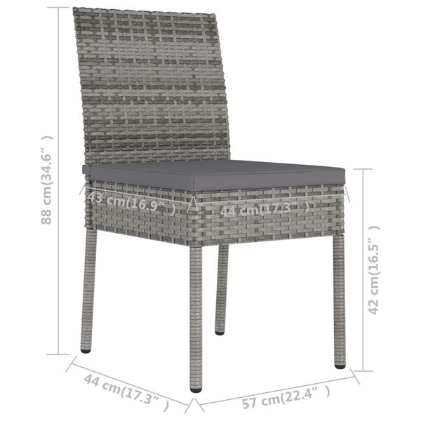vidaXL 9 Piece Garden Dining Set Poly Rattan Grey