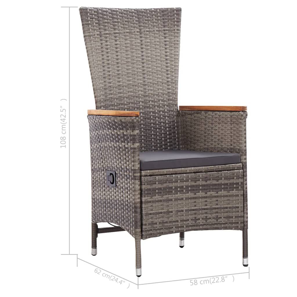 vidaXL Outdoor Chairs 2 pcs with Cushions Poly Rattan Grey