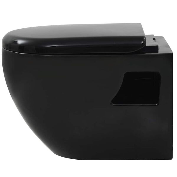 vidaXL Wall-Hung Toilet Ceramic Black