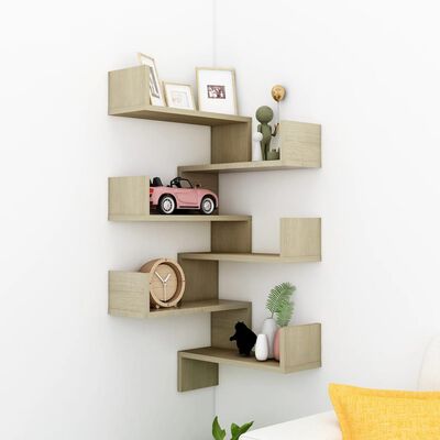 vidaXL Wall Corner Shelf 2 pcs Sonoma Oak 40x40x50 cm Engineered Wood, sonoma oak vidaXL Wall Corner Shelf 2 pcs Sonoma Oak 40x40x50 cm Engineered Wood