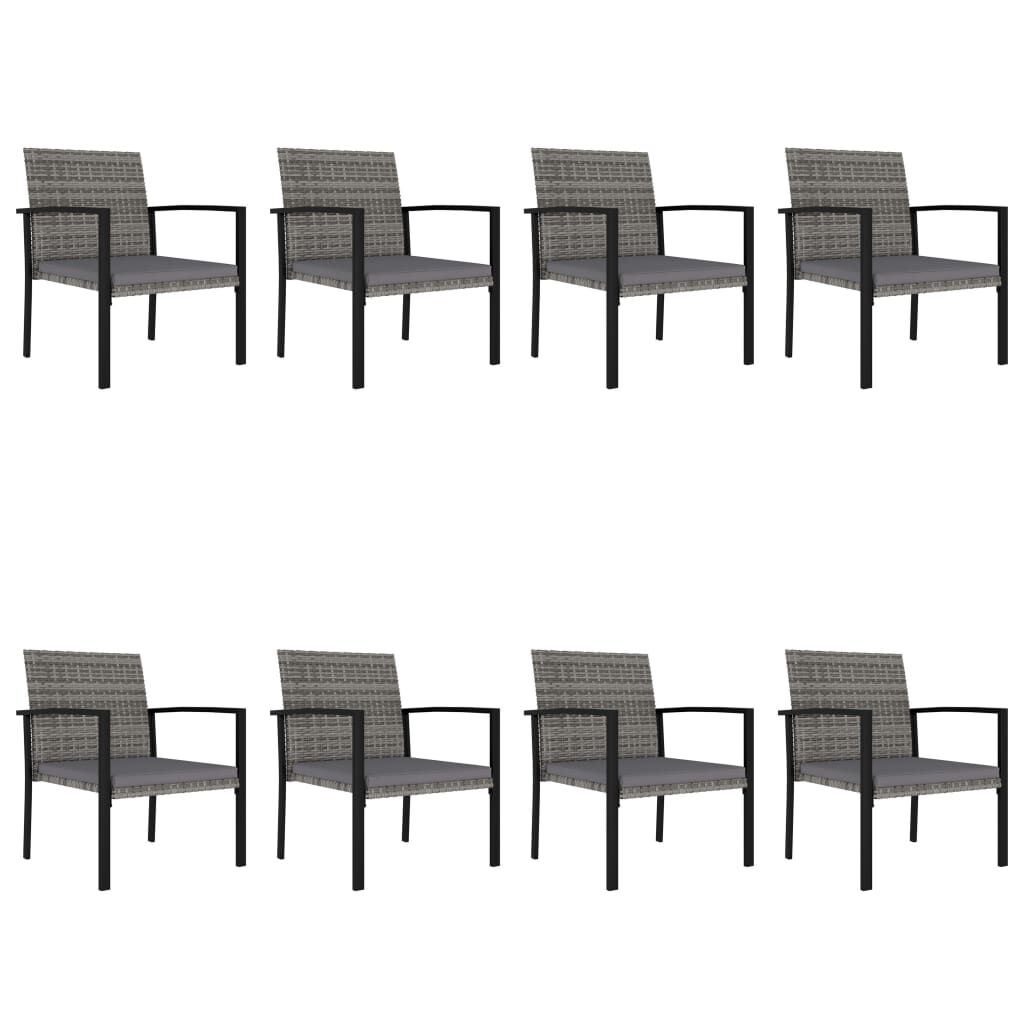 vidaXL 9 Piece Garden Dining Set Poly Rattan Grey
