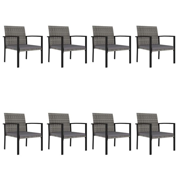 vidaXL 9 Piece Garden Dining Set Poly Rattan Grey