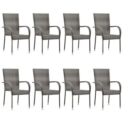 vidaXL 9 Piece Garden Dining Set Poly Rattan Grey, grey vidaXL 9 Piece Garden Dining Set Poly Rattan Grey