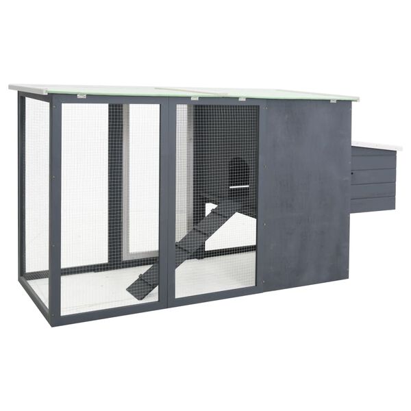 vidaXL Outdoor Chicken Cage Hen House with 1 Egg Cage Grey Wood