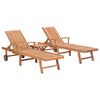 vidaXL Sun Lounger With Table | Set of 2 | Natural Teak