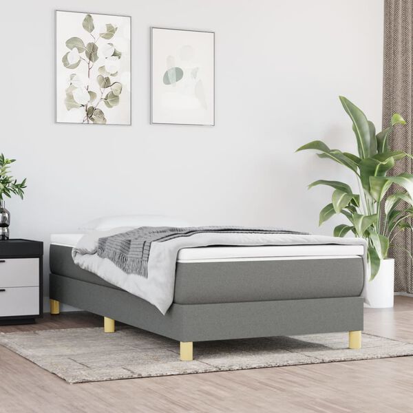 vidaXL Bed Frame without Mattress Dark Grey 90x200 cm Fabric