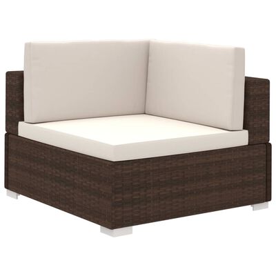 vidaXL 6 Piece Garden Lounge Set with Cushions Poly Rattan Brown, brown and white vidaXL 6 Piece Garden Lounge Set with Cushions Poly Rattan Brown