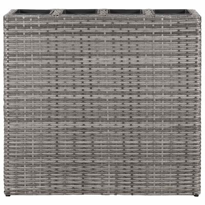 vidaXL Garden Raised Bed with 4 Pots Poly Rattan Grey, grey vidaXL Garden Raised Bed with 4 Pots Poly Rattan Grey