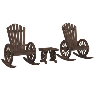 vidaXL 3 Piece Garden Lounge Set Solid Wood Fir, brown vidaXL 3 Piece Garden Lounge Set Solid Wood Fir