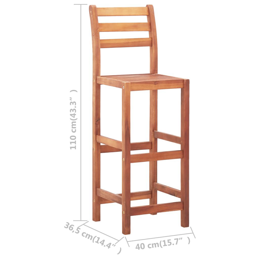 vidaXL Bar Chairs 2 pcs Solid Acacia Wood