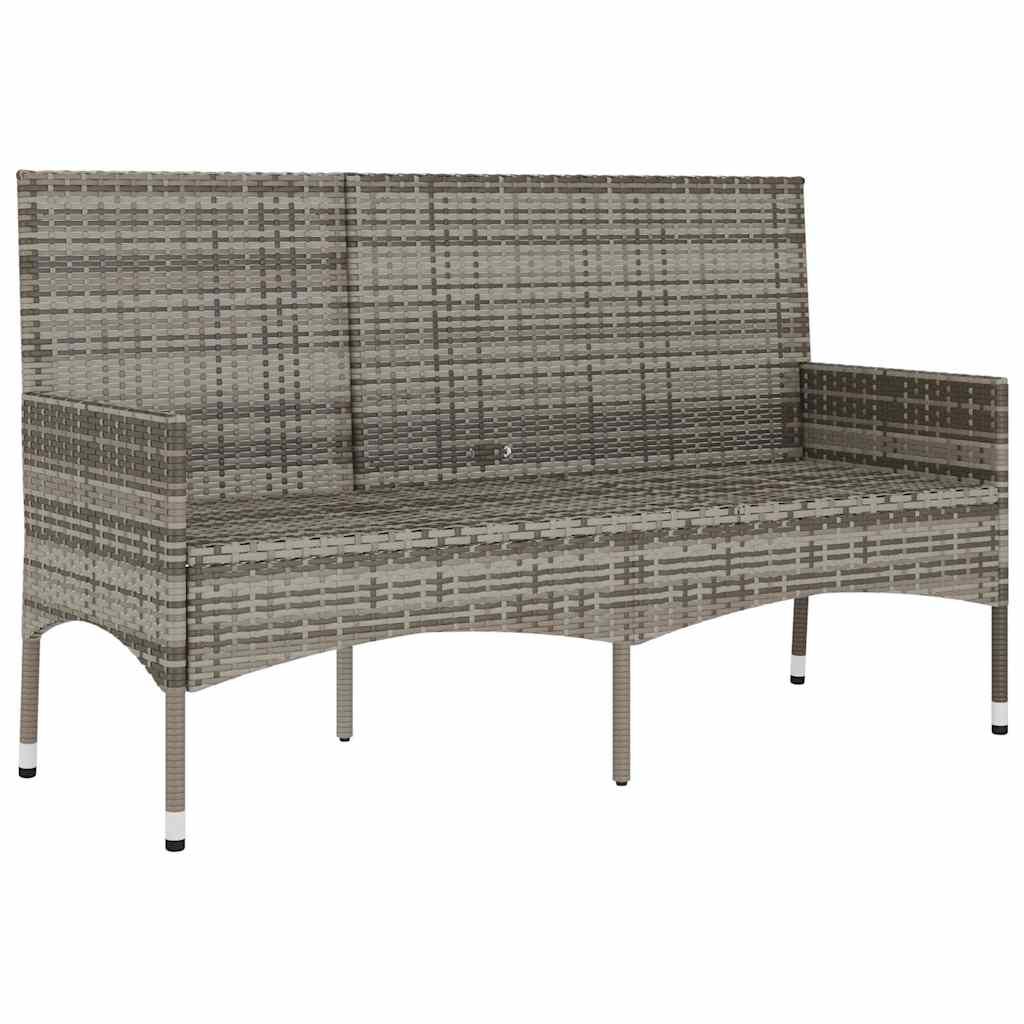 vidaXL 3-Seater Garden Bench with Cushions Grey Poly Rattan