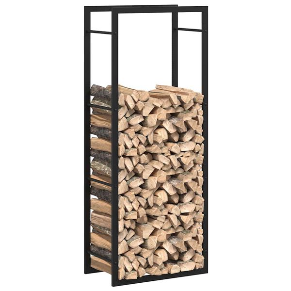 vidaXL Firewood Rack Matt Black 50x28x132 cm Steel