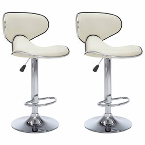 vidaXL Bar Stool | Set of 2 | Cream | Faux leather, chrome steel | Adjustable
