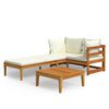 vidaXL 3 Piece Garden Lounge Set with Cream White Cushions Acacia Wood