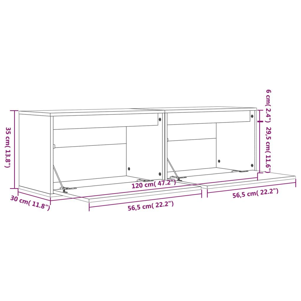 vidaXL Wall Cabinets 2 pcs 60x30x35 cm Solid Pinewood