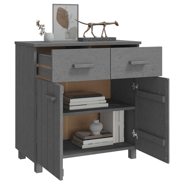 vidaXL Sideboard HAMAR Dark Grey 79x40x80 cm Solid Wood Pine
