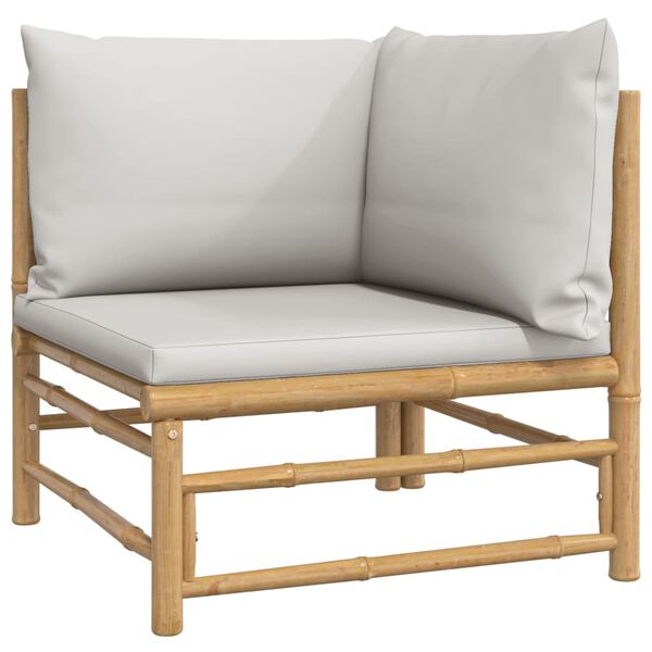 vidaXL 5 Piece Garden Lounge Set with Light Grey Cushions Bamboo