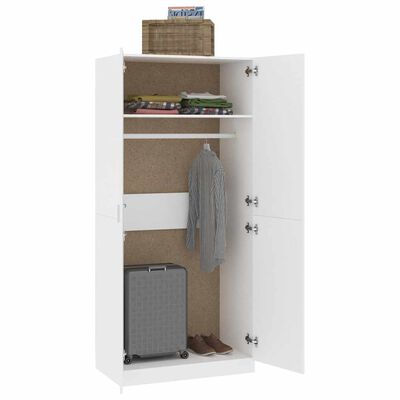 vidaXL Wardrobe White 90x52x200 cm Engineered Wood, white vidaXL Wardrobe White 90x52x200 cm Engineered Wood