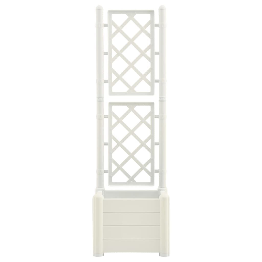 vidaXL Garden Planter with Trellis 43x43x142 cm PP White