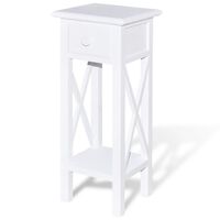 vidaXL Side Table with Drawer White, white vidaXL Side Table with Drawer White