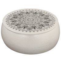 vidaXL Coffee Table Hammered Aluminium 70x30 cm White,  vidaXL Coffee Table Hammered Aluminium 70x30 cm White